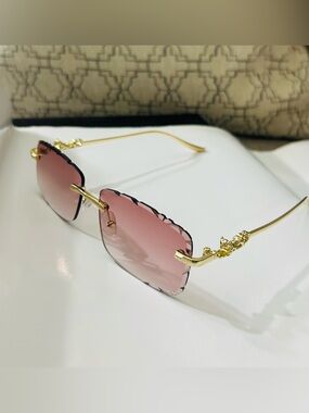 New High quality Rimless Gradient Women's Sunglasses with Gold Frame